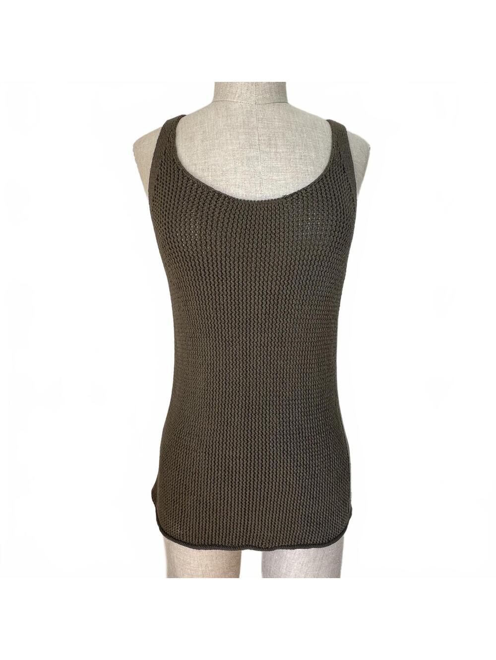 Vince Brown Chunky Knit Cotton Tank Top Extra Small Italian Yarn